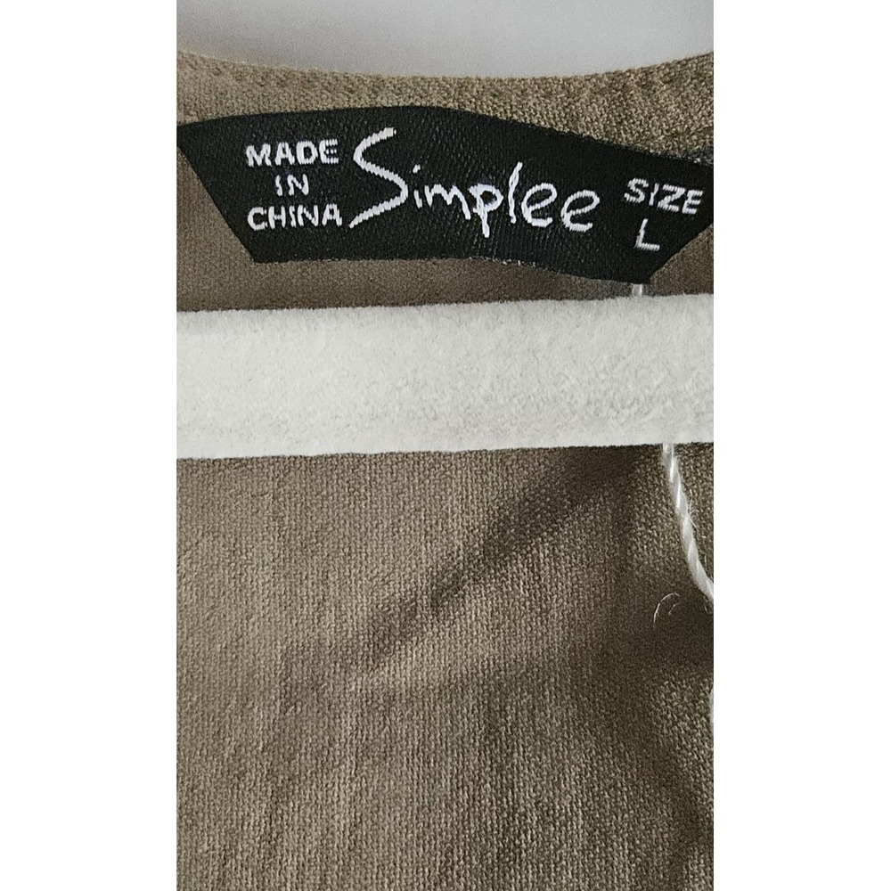 NWT SIMPLEE olive green wrap upper embroidered ruffled tiered dress maxi Sz L - Picture 7 of 9
